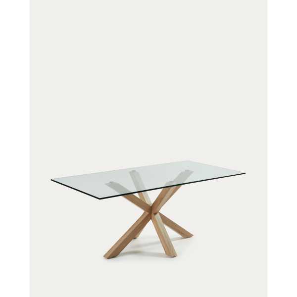 ARGO GLASS TABLE AND WOOD-EFFECT...