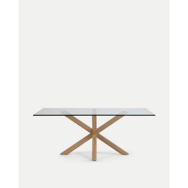 ARGO GLASS TABLE AND WOOD-EFFECT...