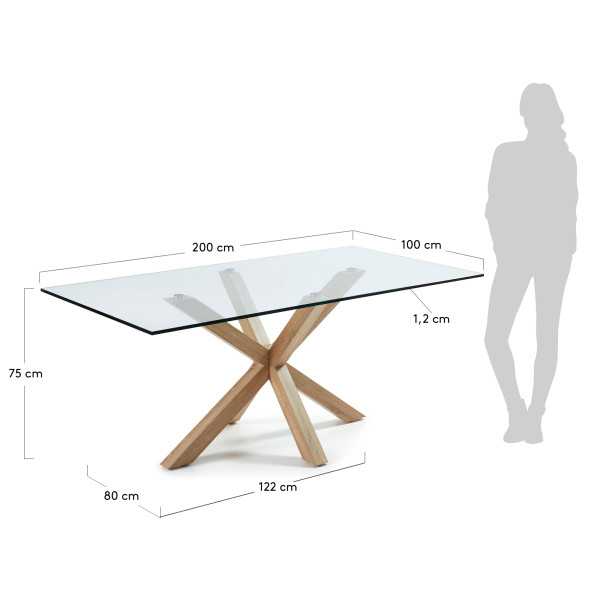 ARGO GLASS TABLE AND WOOD-EFFECT...