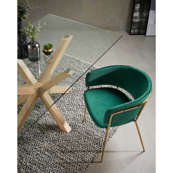 ARGO GLASS TABLE AND WOOD-EFFECT...