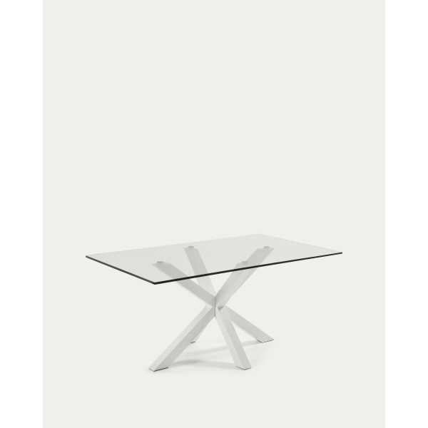 ARGO GLASS TABLE AND STEEL LEGS WITH...