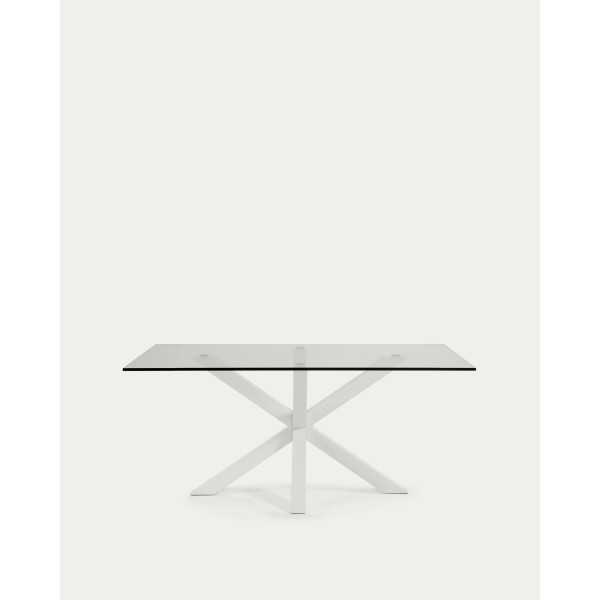 ARGO GLASS TABLE AND STEEL LEGS WITH...