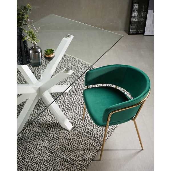ARGO GLASS TABLE AND STEEL LEGS WITH...