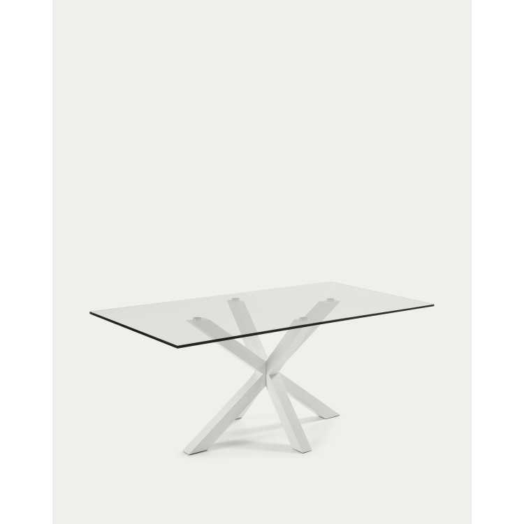 ARGO GLASS TABLE AND STEEL LEGS WHITE FINISH 200 X 100 CM