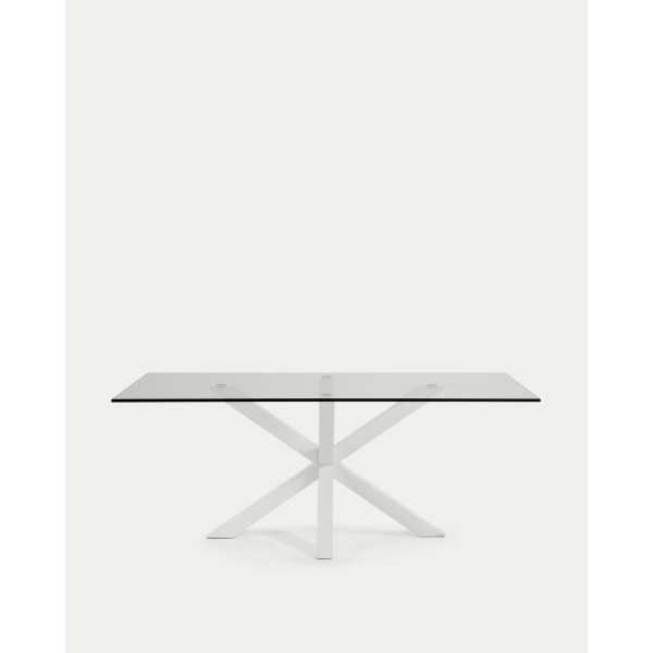 ARGO GLASS TABLE AND STEEL LEGS WHITE...