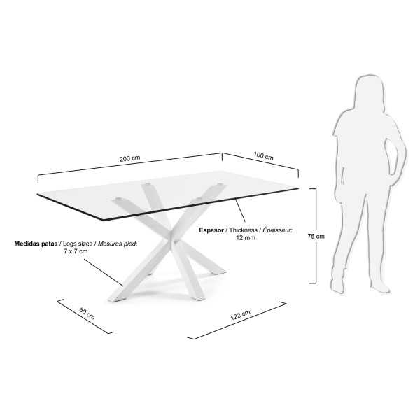 ARGO GLASS TABLE AND STEEL LEGS WHITE...