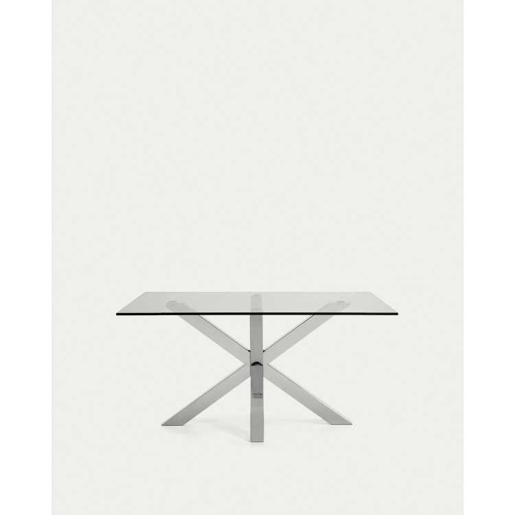TABLE ARGO EN VERRE ET PIEDS EN ACIER INOXYDABLE 160 X 90 CM