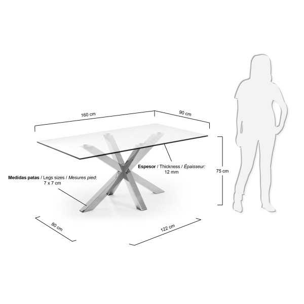 ARGO GLASS TABLE AND STAINLESS STEEL...
