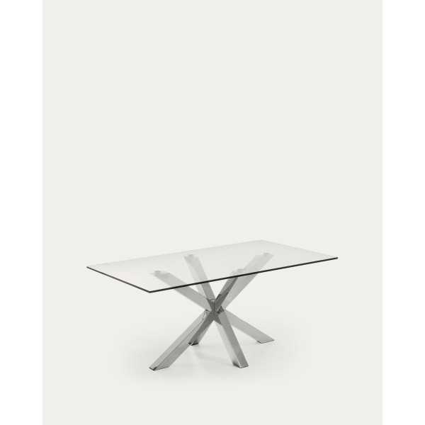 ARGO GLASS TABLE AND STAINLESS STEEL...