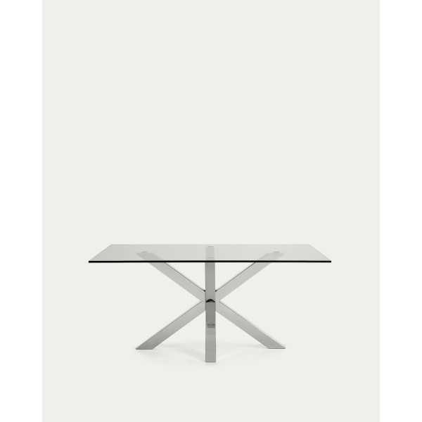 ARGO GLASS TABLE AND STAINLESS STEEL...