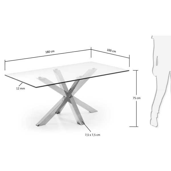 ARGO GLASS TABLE AND STAINLESS STEEL...