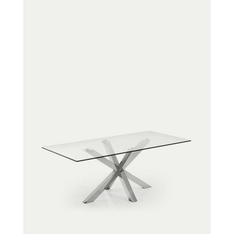 ARGO GLASS TABLE AND STAINLESS STEEL LEGS 200 X 100 CM