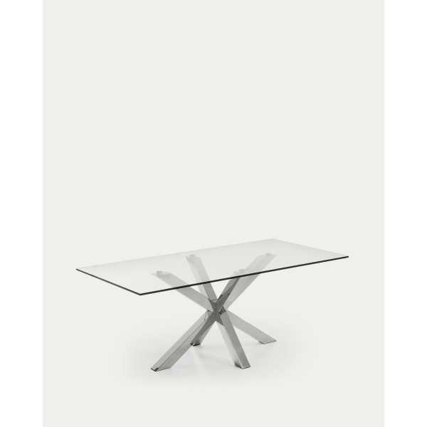 ARGO GLASS TABLE AND STAINLESS STEEL...