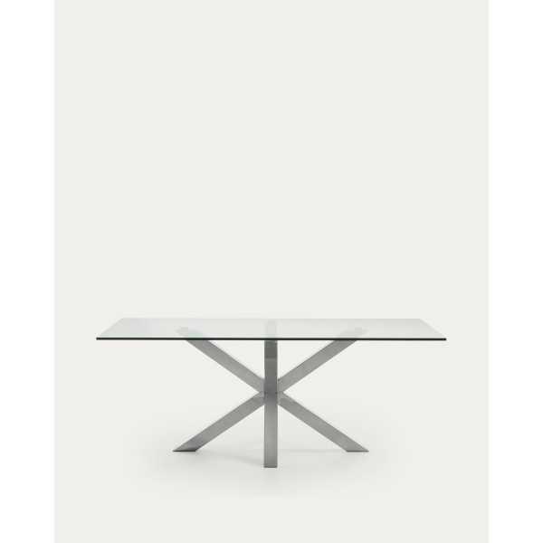 ARGO GLASS TABLE AND STAINLESS STEEL...