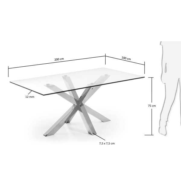ARGO GLASS TABLE AND STAINLESS STEEL...