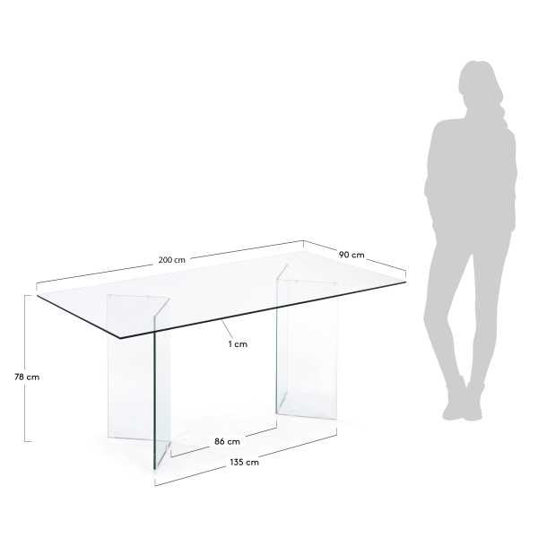 TABLE BURANO EN VERRE 200 X 90 CM