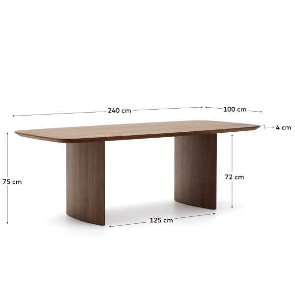 MESA LITTO EM FOLHA DE NOZ 240 X 100 CM