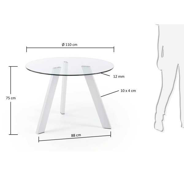 CARIB ROUND TABLE IN GLASS AND STEEL...