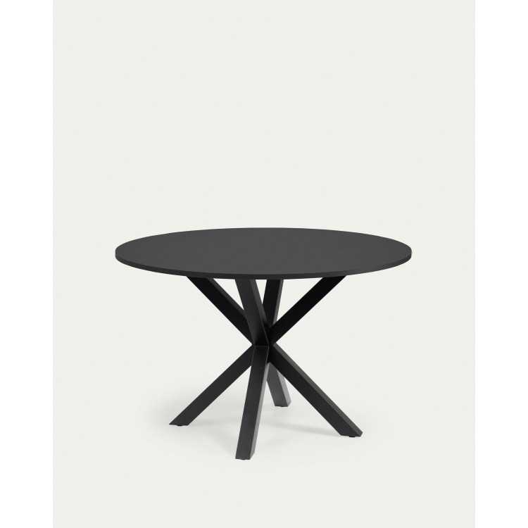 FULL ARGO ROUND TABLE D 119 CM IN BLACK LACQUERED MDF FINISHED STEEL LEGS