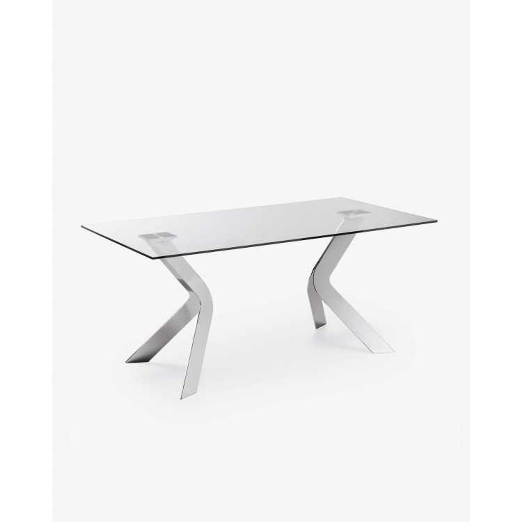 TABLE WESTPORT EN VERRE ET PIEDS EN ACIER FINITION CHROMÉE 180 X 90 C