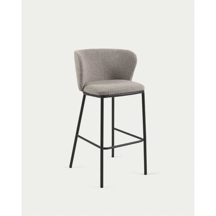 CISELIA BOUCLETTE STOOL LIGHT GRAY AND BLACK METAL HEIGHT 75 CM