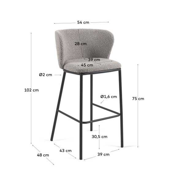 CISELIA BOUCLETTE STOOL LIGHT GRAY...