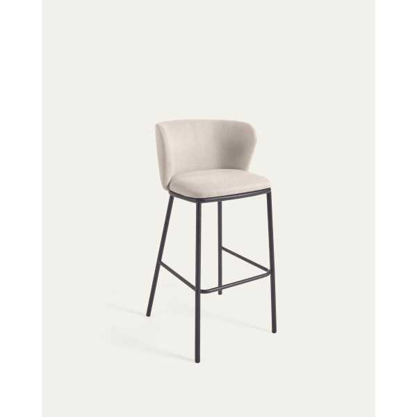 TABOURET CISELIA EN CHENILLE BEIGE ET...