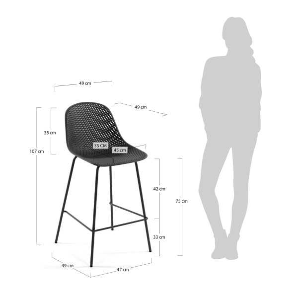 BANCO EXTERIOR QUINBY CINZA ALTURA 75 CM