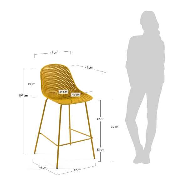 QUINBY YELLOW OUTDOOR STOOL HEIGHT 75 CM