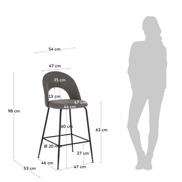 MAHALIA DARK GRAY STOOL HEIGHT 65 CM