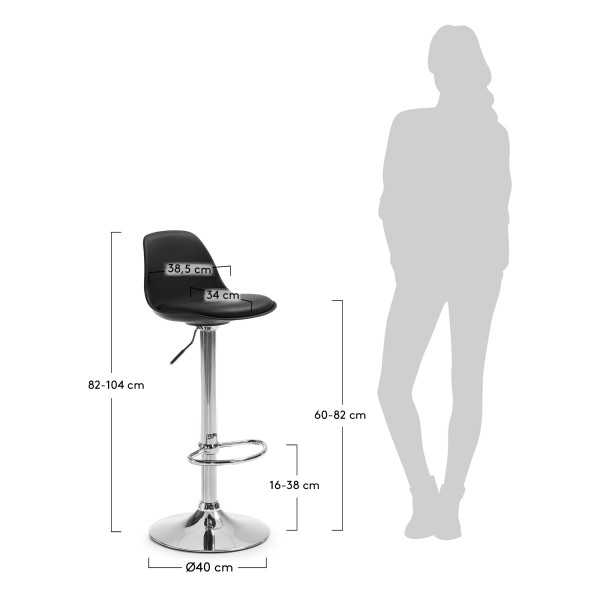 ORLANDO-T BLACK STOOL HEIGHT 60-82 CM
