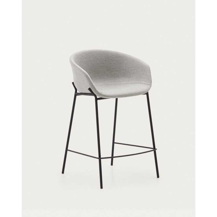 BANCO YVETTE CINZA CLARO E PRETO AÇO ALTURA 65 CM