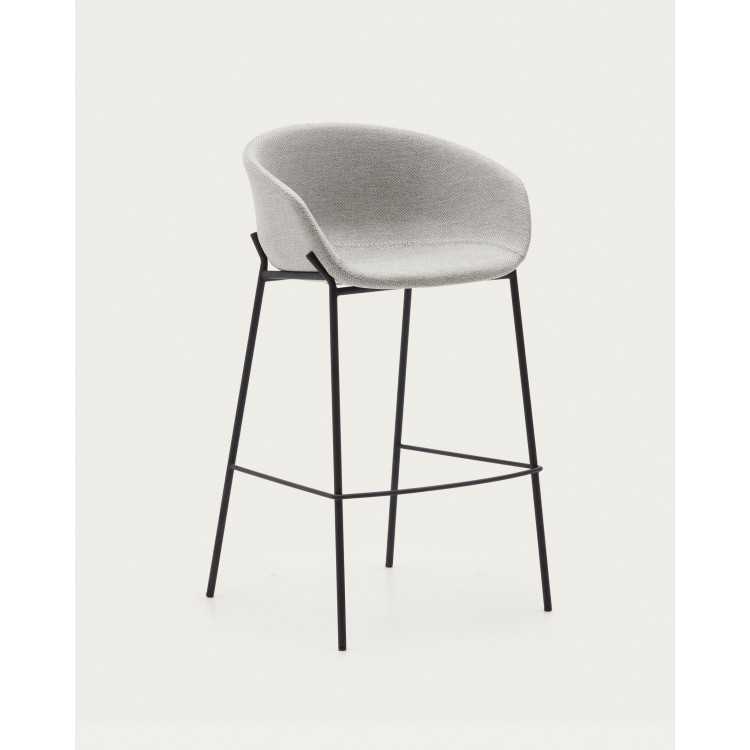 BANCO YVETTE CINZA CLARO E PRETO AÇO ALTURA 74 CM
