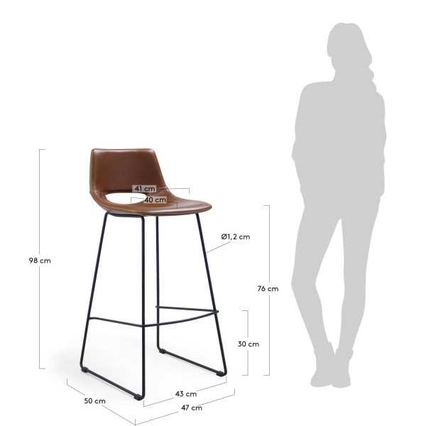 TABOURET ZAHARA EN POLYURÉTHANE MARRON HAUTEUR 76 CM