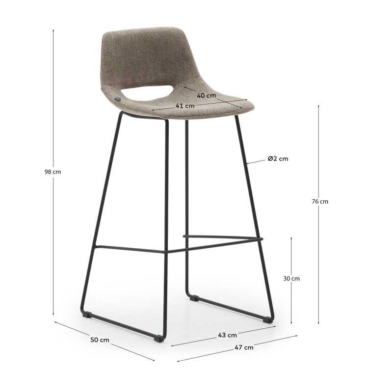 TABOURET ZAHARA MARRON ET ACIER NOIR HAUTEUR 76 CM