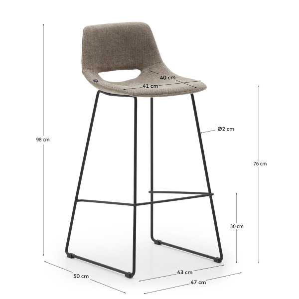 ZAHARA BROWN AND BLACK STEEL STOOL HEIGHT 76 CM