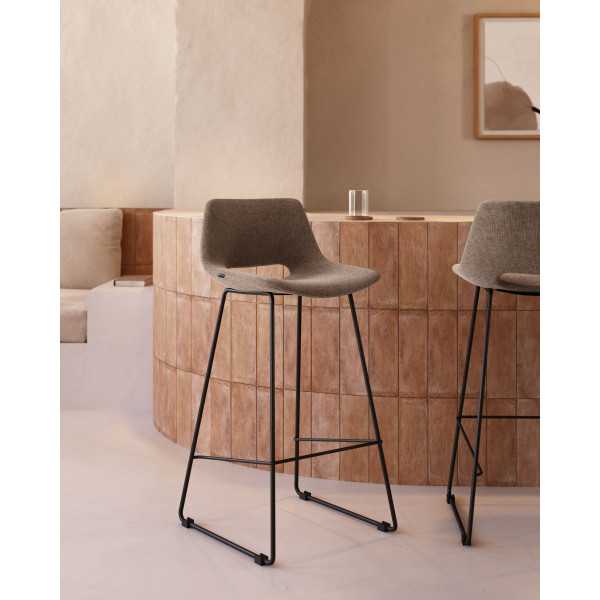 TABOURET ZAHARA MARRON ET ACIER NOIR HAUTEUR 76 CM
