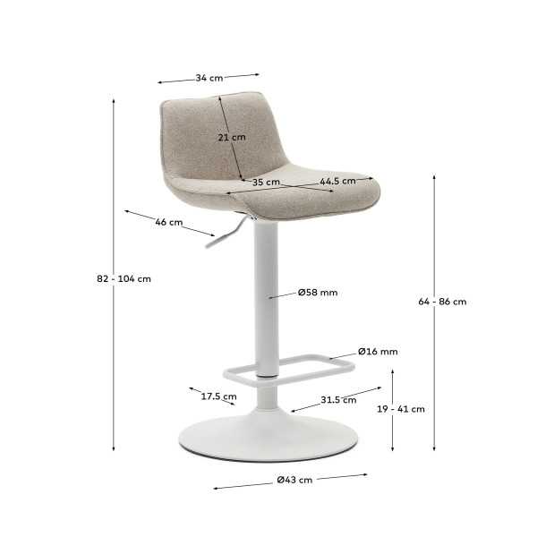 TABOURET ZENDA EN CHENILLE BEIGE ET...