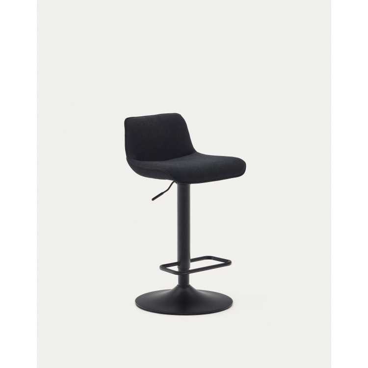 BANCO ZENDA 81 - 102 CM CHENILLE E AÇO PRETO MATE