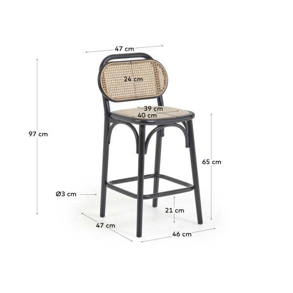 DORIANE STOOL ELM WOOD BLACK...
