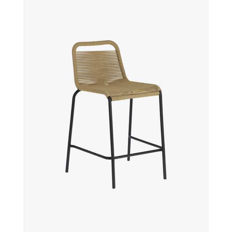 LAMBTON STOOL IN BROWN ROPE AND BLACK FINISHED STEEL HEIGHT 62 C