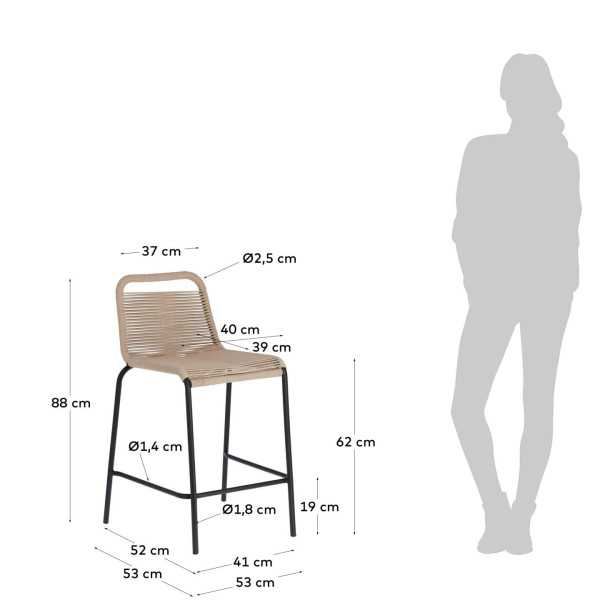 LAMBTON STOOL IN BROWN ROPE AND BLACK...