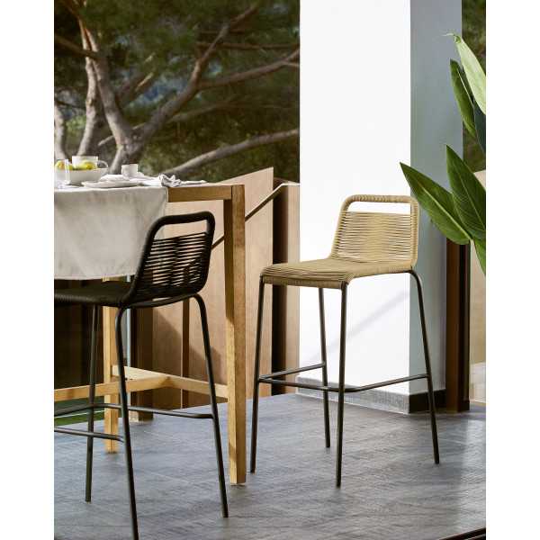 LAMBTON STOOL IN BROWN ROPE AND BLACK...