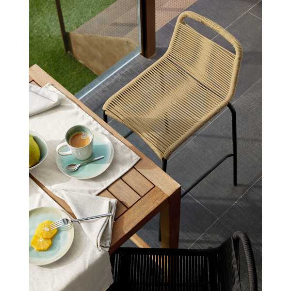 LAMBTON STOOL IN BROWN ROPE AND BLACK...