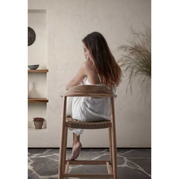 TABOURET NINA BOIS D'ACACIA MASSIF HAUTEUR 62 CM