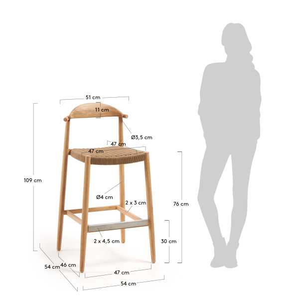 TABOURET NINA BOIS D'ACACIA MASSIF HAUTEUR 76 CM