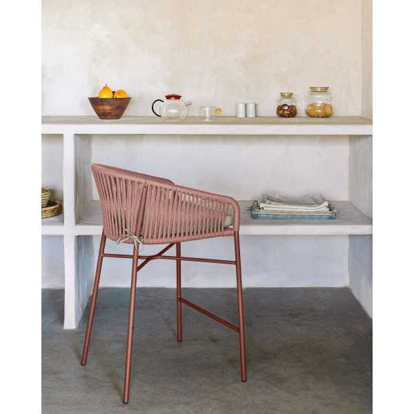 TABOURET YANET EN CORDE TERRACOTTA ET...