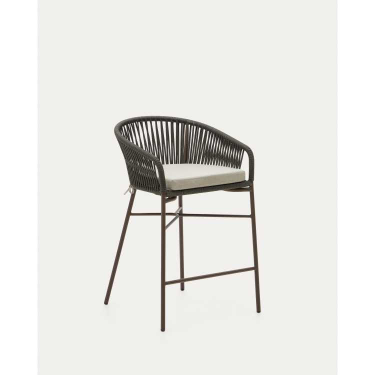 YANET STOOL IN GREEN ROPE AND GALVANIZED STEEL HEIGHT 65 CM