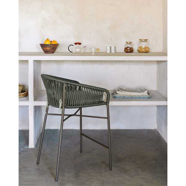 YANET STOOL IN GREEN ROPE AND...
