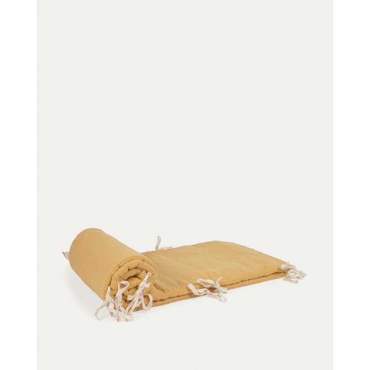 TOUR DE LIT YAMILE 100 % COTON BIOLOGIQUE (GOTS) JAUNE MOUTARDE 180 X
